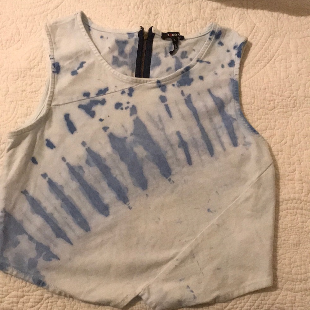 Blue tie dye crop top